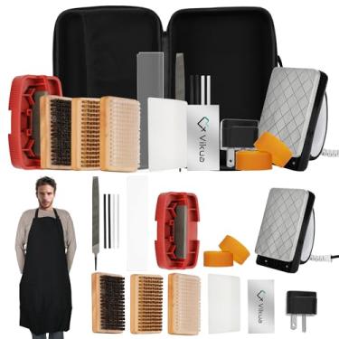 Imagem de Kit profissional de cera de esqui/snowboard, conjunto completo de cera de esqui com ferro de cera de esqui ajustável, cera para todas as temperaturas, 3 escovas, afinador de borda, raspador de cera
