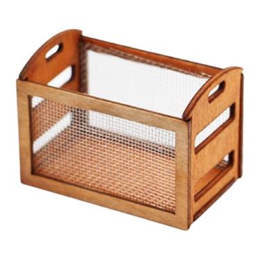 Imagem de MotiveTech Cesto de armazenamento em miniatura para casa de bonecas, decoração de prateleira vintage, adereço para maquete de cozinha em miniatura para casas de, Tipo de Fio de Ferro
