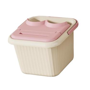Imagem de ChuYiElegance Balde para banho de pés SPA com alça, massageador de pontos de acupuntura, versátil para uso doméstico. Banheira para imersão dos pés, Rosa com Tampa