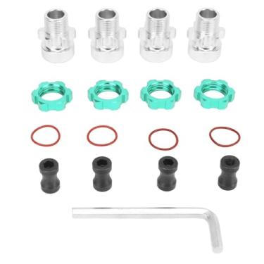 Imagem de SIWOTED 4pcs 12mm a 17mm Adaptador sextavado de roda profissional de liga de alumínio Adaptador sextavado RC para Slash para Rustler para carros Stampede 1/10 RC (Verde)