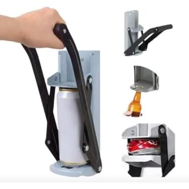 Imagem de Amassador de Latinhas Latas Cerveja Alumínio com Abridor de Garrafas até 500ml Prensador Profissional