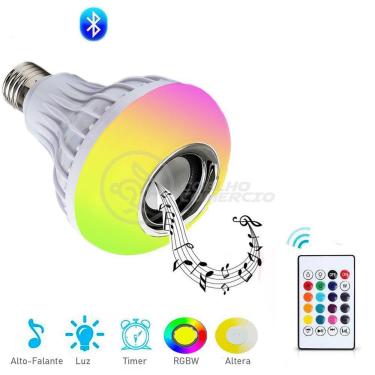Imagem de Lâmpada Led 12W E27 Rgb Colorida Com Caixa De Som Bluetooth