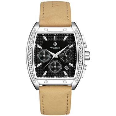 Imagem de Relógio Masculino Quartzo Esportivo Casual Toneau 3atm à Prova D'água Preto Prata