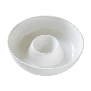 Imagem de Ausomen Bandeja de cerâmica com lascas e molhos, conjunto de porção dividido de tamanho médio para festas, conjuntos de tigelas de mistura para salsa, lanche, vegetais, bolinho de massa, frutas