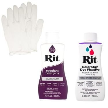 Imagem de Conjunto de corante líquido Rit com fixador ColorStay – Kit tudo em um com luvas para reduzir o sangramento de cor (berinjela)