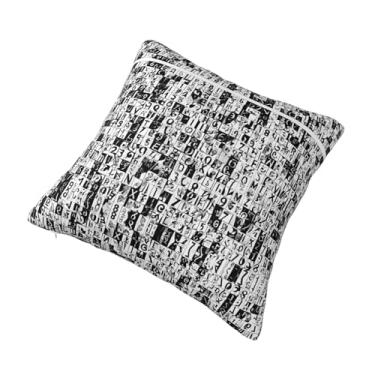 Imagem de Almofada quadrada decorativa impressa de jornal HD - Design reversível, zíper oculto, poliéster macio para sofá, cama e carro - Hipoalergênico 61 cm x 61 cm