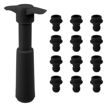 Imagem de Bomba de vácuo Wine Saver com 12 rolhas, rolha e preservador de vinho, rolhas de silicone de grau alimentício, selador de garrafa reutilizável mantém fresco, bomba de vácuo portátil e rolha para todas