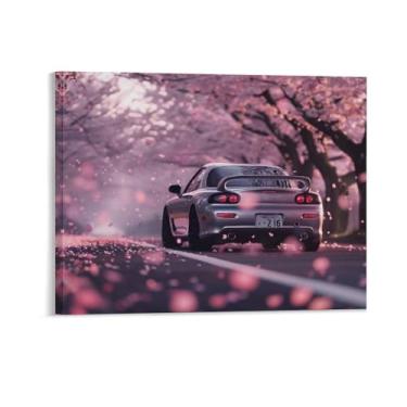 Imagem de HouLaiZhe Rosa Flor de Cerejeira Carro Rx7 Jdm Posters Tela Estética Decoração de Quarto Pintura de Parede Impressões Sala de Galeria Decoração de Parede para Quarto Sala de Estar Escritório 08 x 10