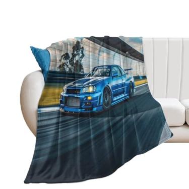 Imagem de HouLaiZhe Cobertor Super Macio Flanela R34 Esportes Velocidade Máxima JDM Cobertor Leve de Refrigeração para Sofá-Cama Cadeira Sofá Carro Viagem ao Ar Livre Leve Quente 152 cm x 203 cm