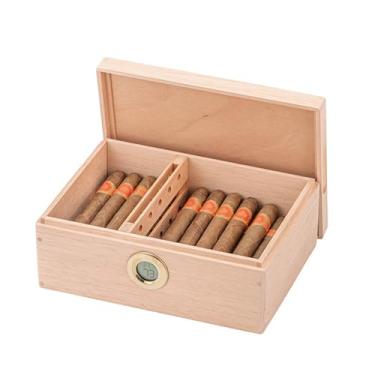 Imagem de Umidor de cedro espanhol, caixa de armazenamento de charutos com divisória removível de madeira de cedro sem laca 4 especificações C