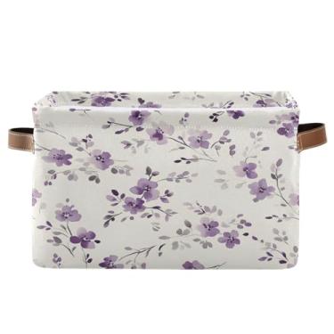 Imagem de Wassud Cesto de armazenamento de flores fofo em aquarela para organizar caixote de armazenamento decorativo dobrável aberto para casa com alça organizador de tecido para armário e quarto, 1 pacote