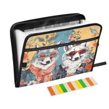 Imagem de Wassud Dogs in Blossom Acordeão Organizador de Arquivos Letra A4 Pasta de Arquivo de Papel Organizador de Documentos com Etiquetas Pasta de Arquivo Expansível 13 Bolsos