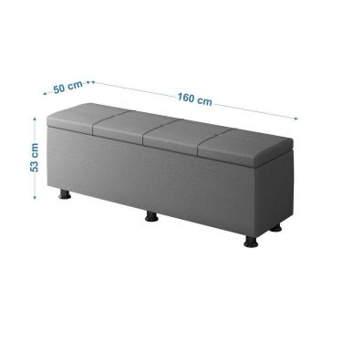 Imagem de Baú Sapateira Estofada Casal Queen Size 160 Cm Marte Corino Skybox Cor Cinza