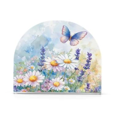 Imagem de Qilmy Porta-guardanapos para mesas de flores silvestres e borboletas – Porta-guardanapos para cozinha, porta-guardanapos de mesa, porta-guardanapos de coquetel, porta-guardanapos de papel284