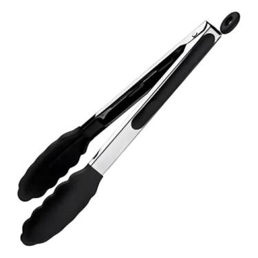 Imagem de Pegador De Inox Para Carne Churrasco Salada Cozinha 26CM E 33CM(26CM PRETO)