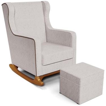 Imagem de Poltrona De Amamentação Com Balanço E Puff Mavie L02 Linho Bege - Lyam Decor