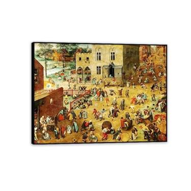 Imagem de Zeichn8u Pieter Bruegel Decoração de parede pôster infantil Pieter Bruegel The Elder arte de parede em tela retrô clássica pintura a óleo decoração de casa para sala de estar quarto escritório 80 x 60