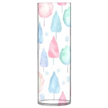 Imagem de Burbuja Vaso de flores de árvore de Natal, não quebrável, alto, redondo, transparente, vaso cilíndrico para decoração de casa, escritório, buquê de casamento