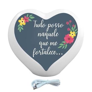 Imagem de Luminária Coração Tudo Posso USB – Iluminação LED Integrada 5V – Design Decorativo Inspirador – Cabo USB 1,2m – Luz Suave para Quarto e Escritório