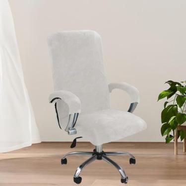 Imagem de Capa para cadeira de computador giratória universal, capa de veludo macio para cadeira de mesa de computador, protetor elástico, protetor à prova de gatos, para escritório em casa - cinza claro||GG