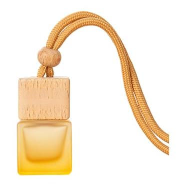 Imagem de XLWLLNJ Frasco Difusor para Carro, Frasco de Vidro Vazio para Pendurar, Organizador de óleos Essenciais, Perfumes E Fragrâncias, Tampa de Madeira, Amarelo, Tamanho real