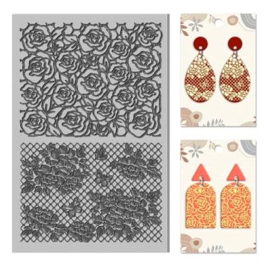 Imagem de 1 tapete de textura de borracha, almofada de padrão de modelagem com estampa rosa, kit de fabricação de joias, ferramentas de artesanato criativo para máquinas de gravação de carimbos, artesanato DIY