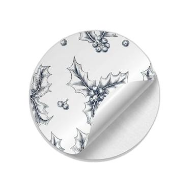 Imagem de Adesivos Redondos Natalinos 25 Unidades Estampa Holly Twig - Tamanho 50x50cm