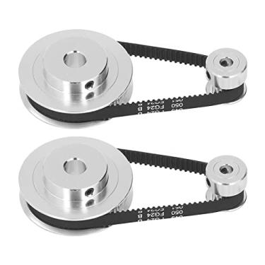 Imagem de Generic Conjunto de Polia Sincronizadora de Liga de Alumínio GT2 Com Material Durável para Transmissão Suave, para Entusiastas de Impressoras 3D DIY, 4 Rodas Síncronas 2 Correias 1 Chave (20t
