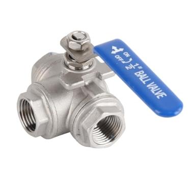 Imagem de Cosiki Tipo de Aço Inoxidável Seguro Linha Fêmea DN15 da Válvula de Bola de Três Portas do Porto de T para a Vida útil Longa