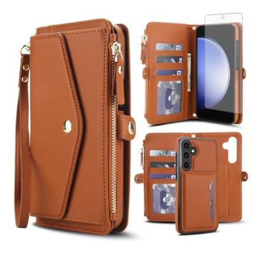 Imagem de Asuwish Capa de telefone para Samsung Galaxy S23 FE 5G capa carteira compatível com Magsafe RFID protetor de tela alça transversal alça flip porta-cartões com zíper bolsa celular S 23 EF S23FE 23S