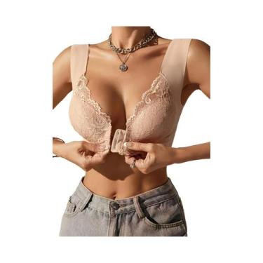 Imagem de Sutiã De Renda Com Copas Completas Para Mulheres, Abertura Frontal, Li