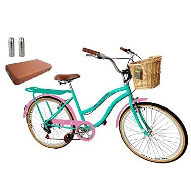 Imagem de Bicicleta aro 26 com Bagageiro Assento Acolchoado pedaleiras