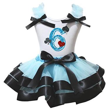 Imagem de Petitebella 1ª a 6ª jogada cartas ternos camisa branca azul preta pétala saia Nb-8y, 6º, 6-8 anos