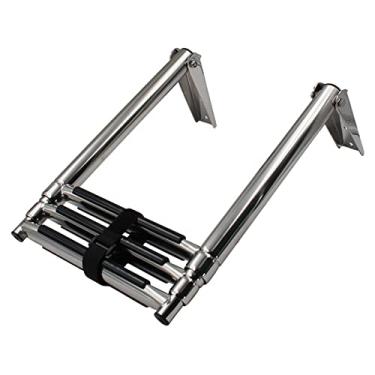 Imagem de TRGCJGH Escada telescópica para barco de aço inoxidável com 2 degraus, 3 degraus, 4 degraus, 3 degraus