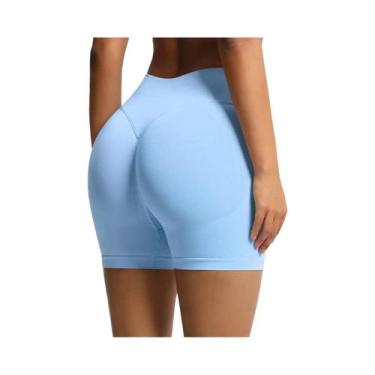 Imagem de Shorts De Yoga Sem Costura Para Mulheres, Flexíveis, Com Efeito De Lev