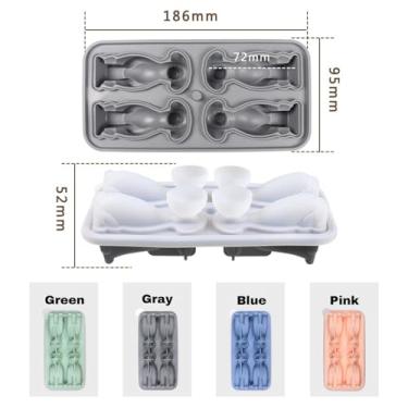 Imagem de SIWOTED 3D Labrador Cubo de gelo Molde de silicone em forma de cachorro Bandeja de cubos de gelo com 4 buracos Moldes de gelo reutilizáveis ​​para coquetel de uísque (Azul)