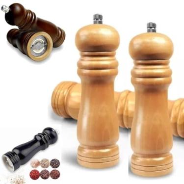 Imagem de KIT 2 Moedor DE MADEIRA TRITURADOR 20CM GRANDE Pimenta Sal Condimento Tempero Grão Manual acabamento sofisticado, perfeito para sua cozinha ou churrasqueira QUALIDADE PREMIUM (MARFIM)