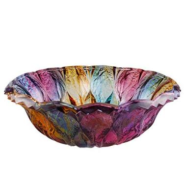 Imagem de Tigela de frutas de vidro para cozinha decoração de sala de estar prato de doces prato de frutas colorido