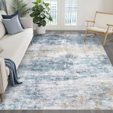 Imagem de Tapetes de área de 15 x 23 cm, sala de estar, lavável, grande, neutro, abstrato, macio, moderno, resistente a manchas, tapete antiderrapante para quarto, berçário, crianças, escritório, sala de jogos