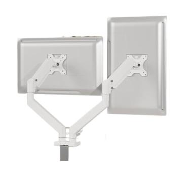 Imagem de BEGWVDJTP Suporte de monitor duplo de 14 a 34 polegadas, ajustável, suporte de tela dupla, suporte de carga para computador, 2 a 10 kg (branco)