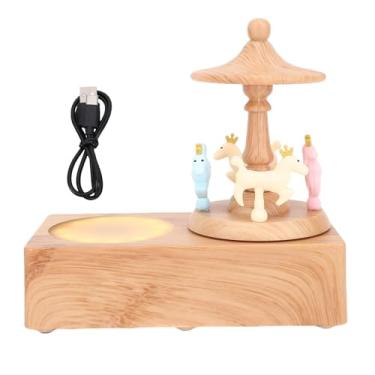 Imagem de ZJchao Alto-falante Bluetooth Bonito, Alto-falante Carrossel, Design de Carrossel Envolvente Sem Fio de 6,22 X 5,91 X 3,27 pol. Com Decoração de Mesa Leve para Decoração de Quarto de