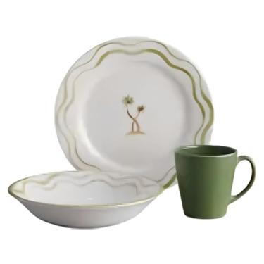 Imagem de Conjunto de Jantar para 4 Pessoas Brisa de Cerâmica 12 Peças Pratos, Copos e Tigelas