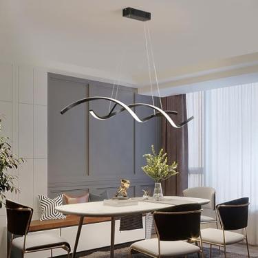 Imagem de Luminária pendente de teto LED moderna, com intensidade regulável e controle remoto, lustre com altura ajustável, luminária pendente criativa em metal e acrílico, ideal para cozinha, bar e r