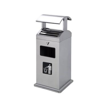 Imagem de Eliminação de pontas de cigarro Lixeira para áreas públicas externas, cilindro de cinzas à prova chuva aço inoxidável para praça rua