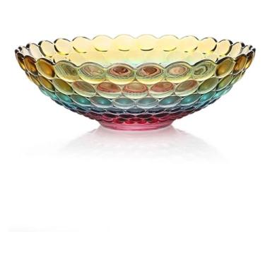 Imagem de fruteira cesta Balcão de cozinha tigela de frutas de vidro cristal tigela de frutas simples placa de frutas 12 "/30cm, bandeja de compota de frutas secas para casa sala de estar bancada(Multi-colored)