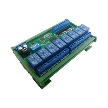 Imagem de Módulo De Relé UART RS485 12V 24V Para Trilho DIN35 Com 8 Entradas E 8