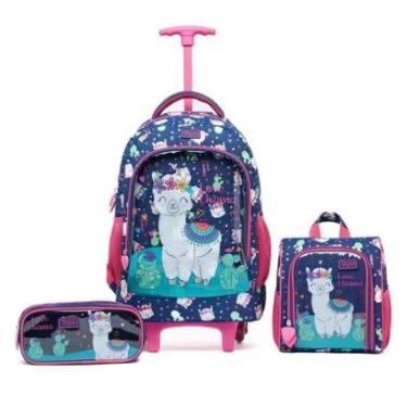 Imagem de Kit Mochila Infantil Lancheira Estojo Reforçada Yupe 33 Litros-Feminino
