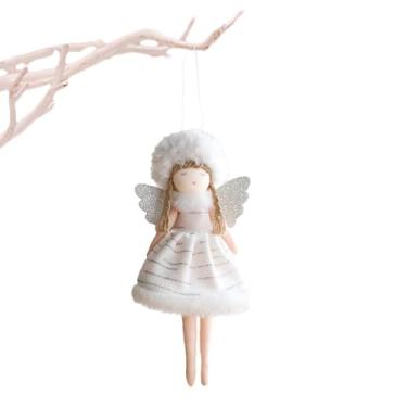 Imagem de Pingentes de boneca de anjo, enfeites de boneca de pelúcia de Natal - Enfeites de Natal de veludo Enfeites decorativos macios - Decoração de Natal de anjo com pé amarrado portátil para janela de varan