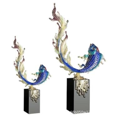 Imagem de Entrelaçados Ornamento de peixinho dourado em esmalte Cloisonné "Faça tudo do seu jeito": uma ótima opção para decoração de casa e presentes(Small blue)