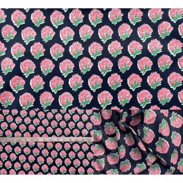 Imagem de Tecido 100% algodão estampado à mão por The Yard Pré-cortado 1 jarda 42 polegadas Largura/Materiais de costura e material de estofamento Tecido de estofamento (impressão diplomática de rosa selvagem
